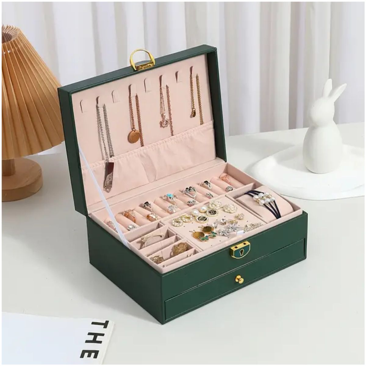 INSPIRA MARKET - Joyero Cofre de Accesorios Pulseras Aretes Cuadrado Cuero