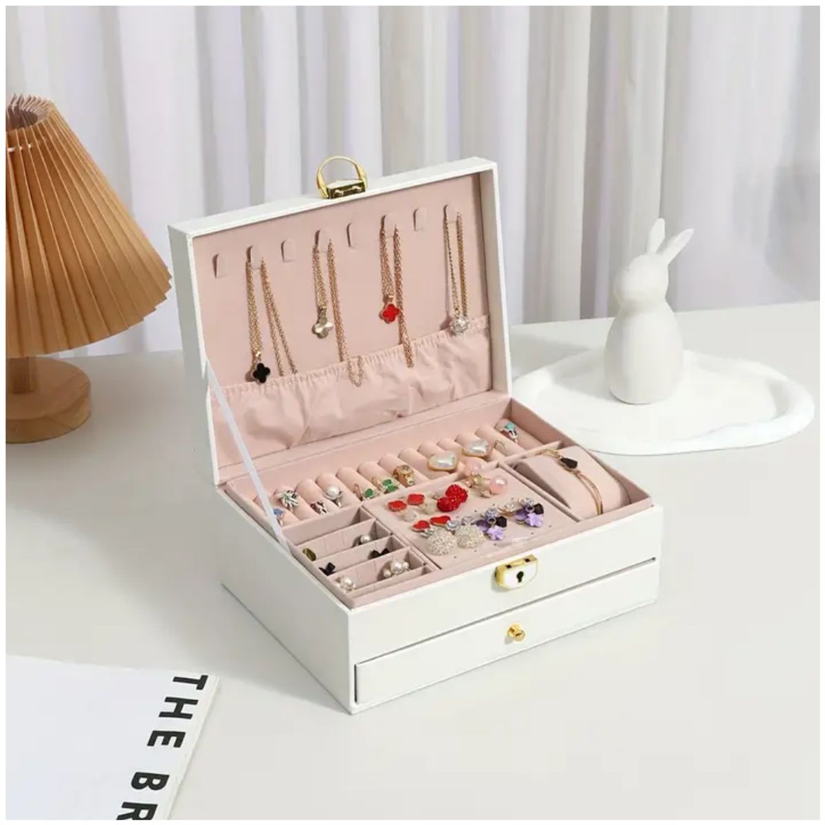 INSPIRA MARKET - Joyero Cofre de Accesorios Pulseras Aretes Cuadrado Cuero