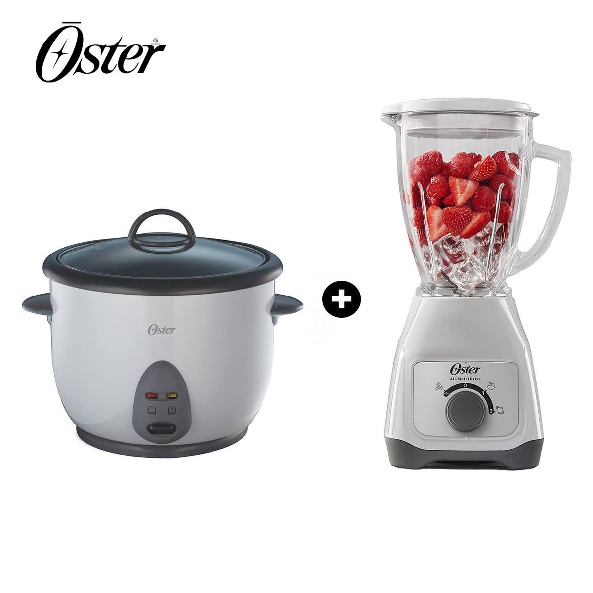 OSTER - Combo Olla Arrocera 18LT  Licuadora 550W DIAL Blanca OSTER