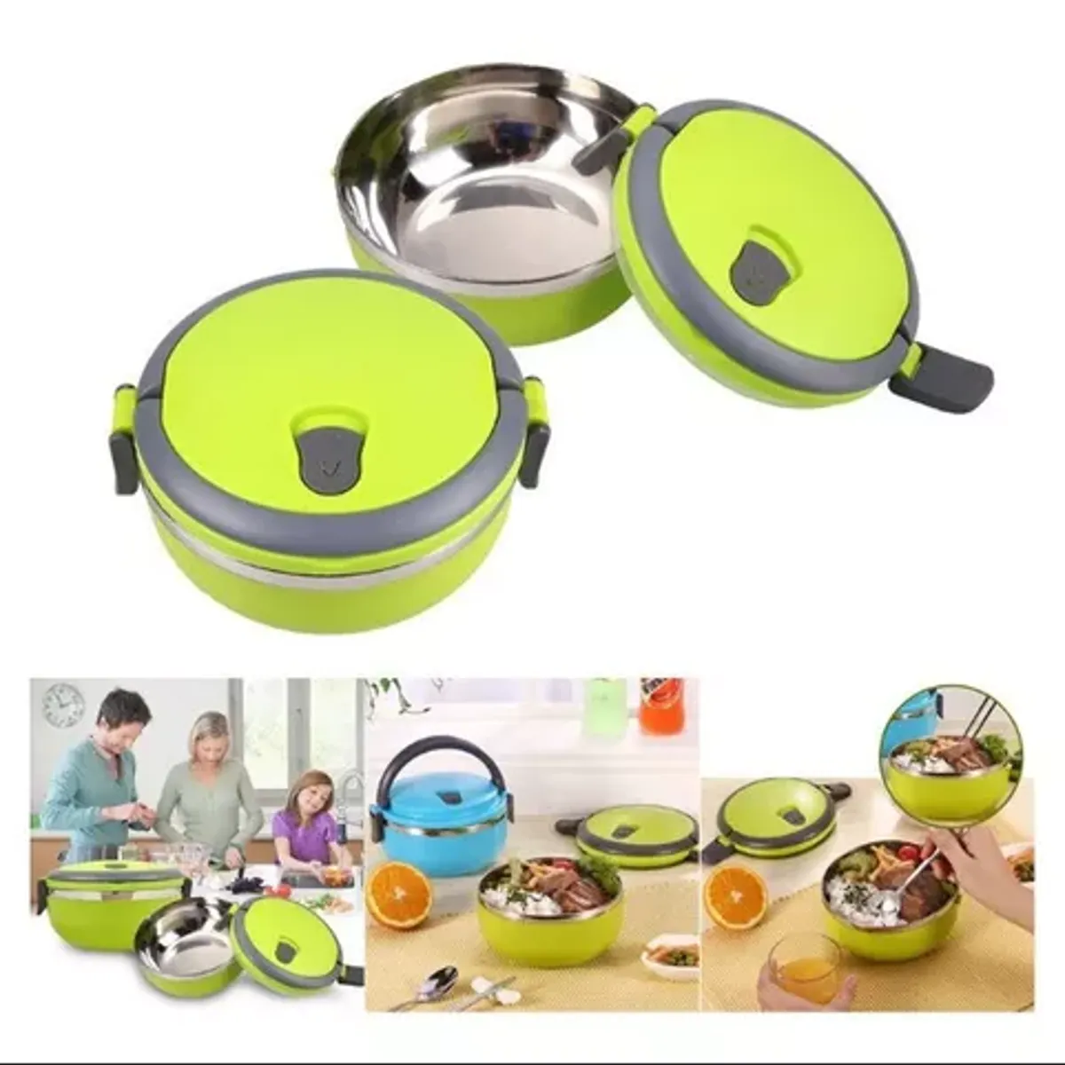 GENERICO - Lonchera térmica acero almuerzo refrigerio-colegio taper 2niveles