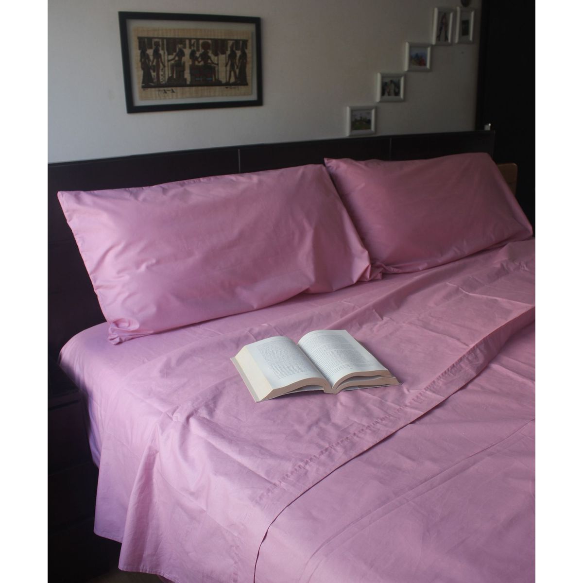 SUIT THE BED - Set de Sábanas 100% Algodón Pima- 216 hilos - 1 Plaza - Palo Rosa