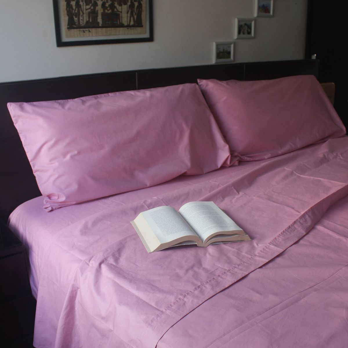 SUIT THE BED - Set de Sábanas 100% Algodón Pima - 216 hilos - 2 Plazas - Palo Rosa