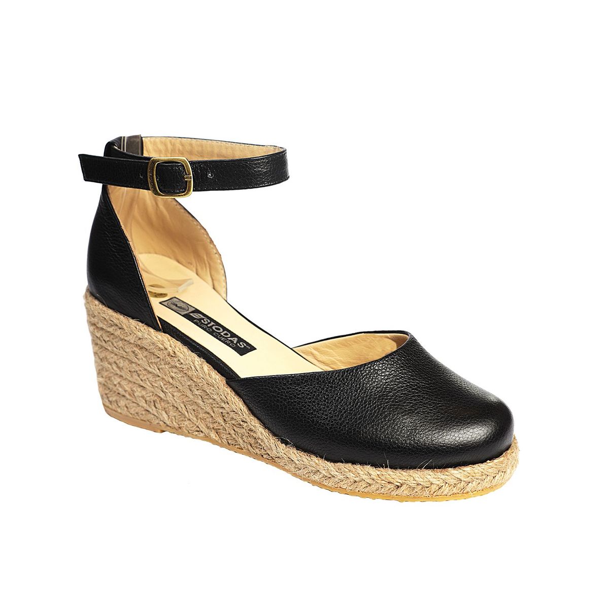 ESTODAS - Alpargatas Cuero Mujer Estodas Letizia N Negro