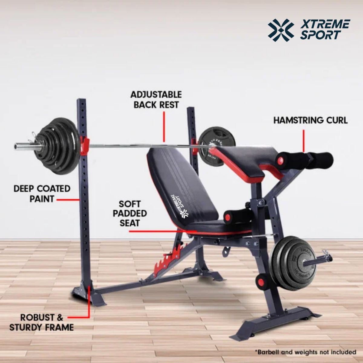 XTREME SPORT - Banca de ejercicios Multitrainer Barra  Disco