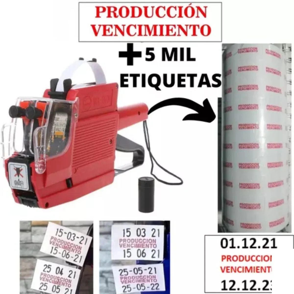 GENERICO - Pistola Fechadora De Producción Vencimiento + 5000 Etiquetas