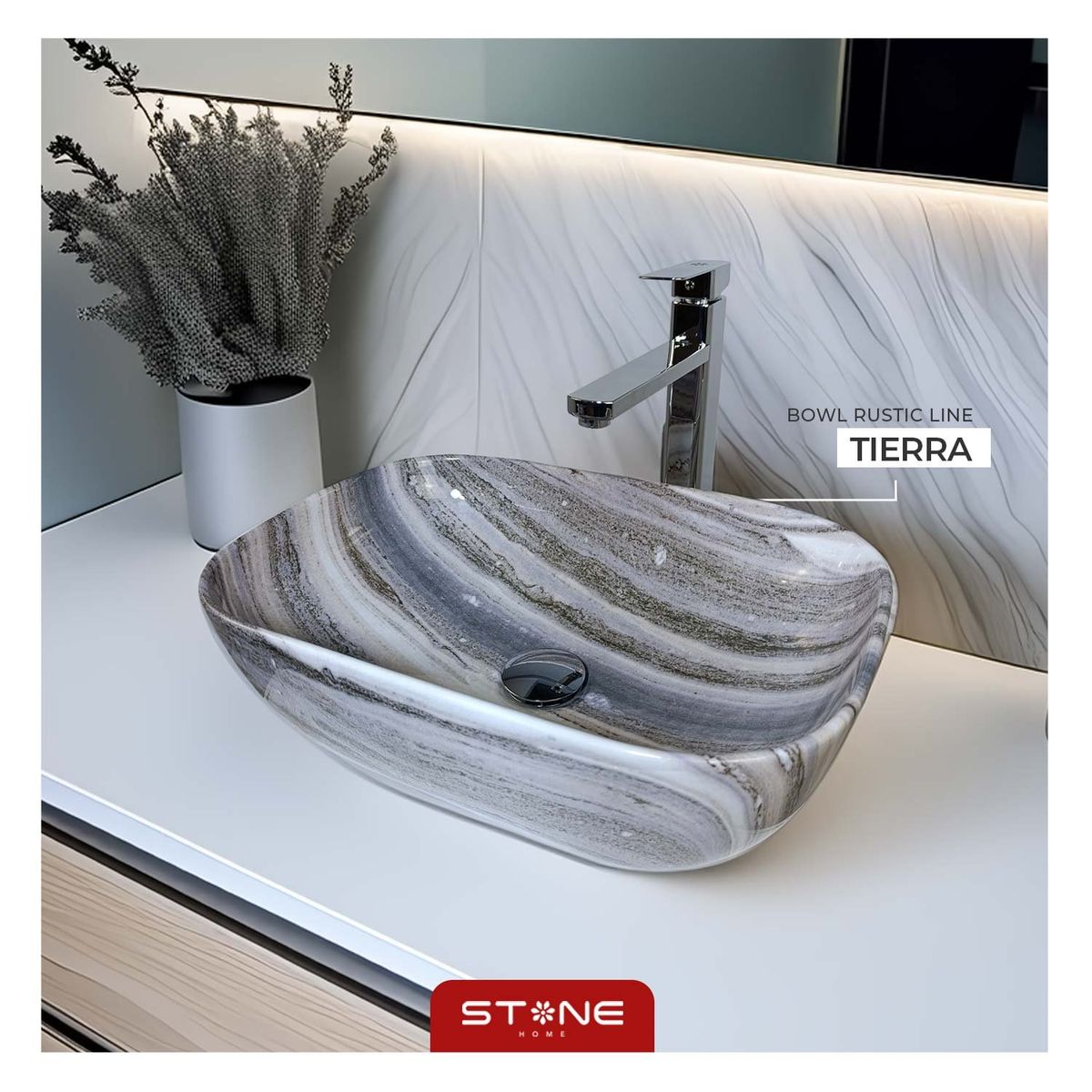 STONE - LAVAMANOS  MINIMALISTA RUSTIC LINE TIERRA  STONE