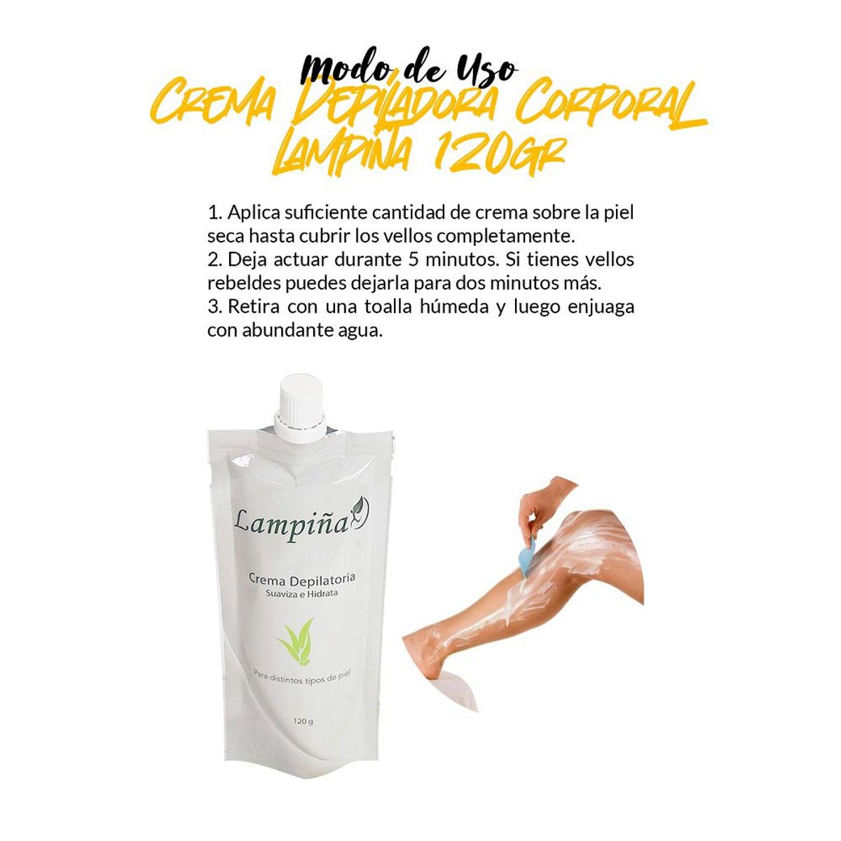 GENERICO - 2 Crema Depiladora Corporal 120g + 2 Crema Depiladora Facial 15g - Lampiña
