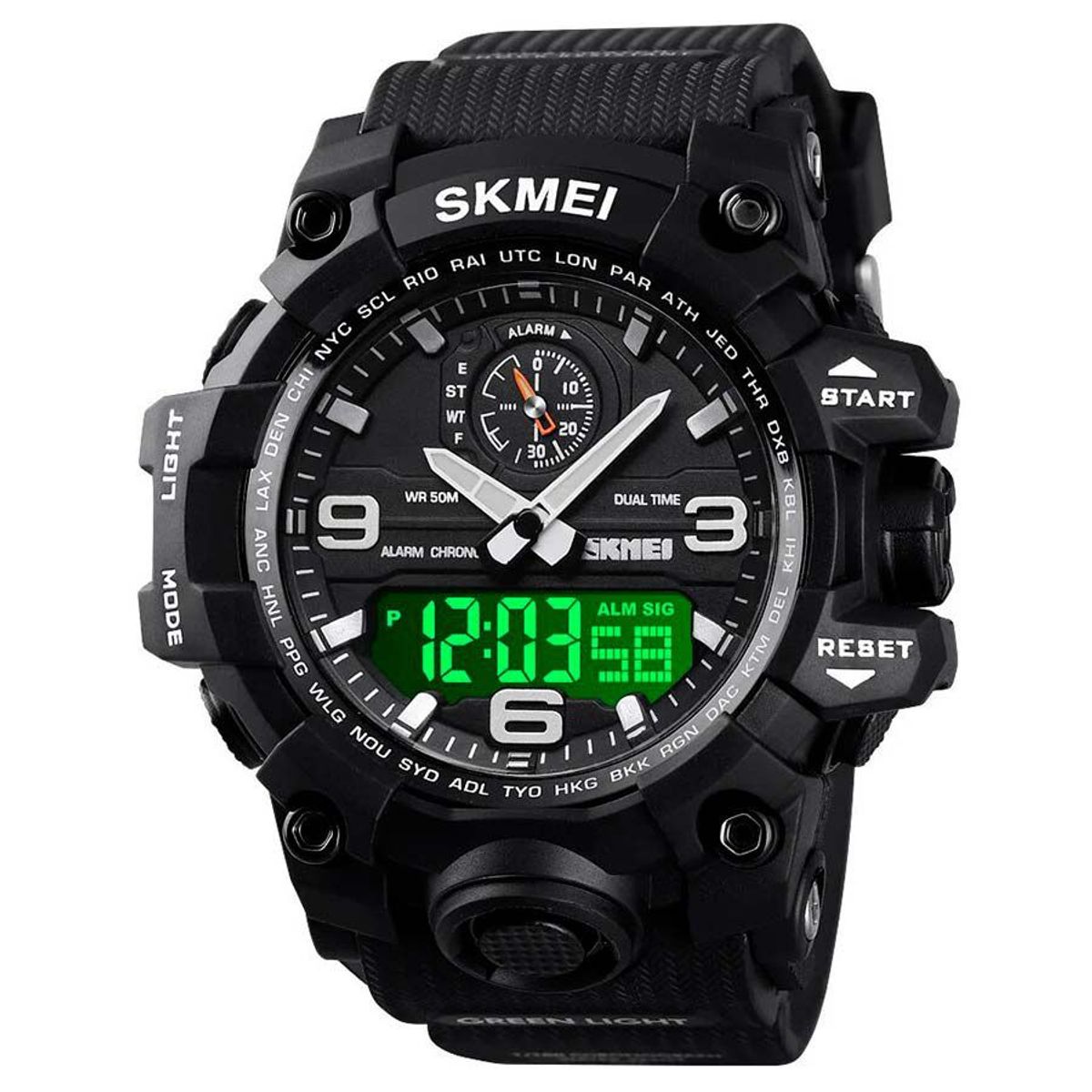 SKMEI - Reloj SKMEI Comando 1586 Dual Multifunción 3 Horarios - Negro