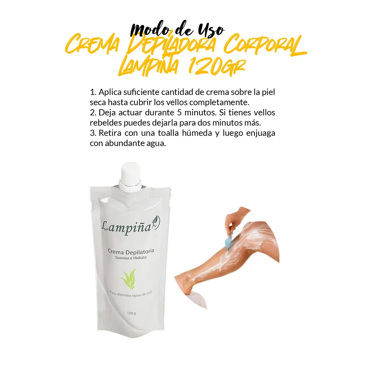 GENERICO - 3 Crema Depiladora Corporal 120g + 3 Crema Depiladora Facial 15g - Lampiña