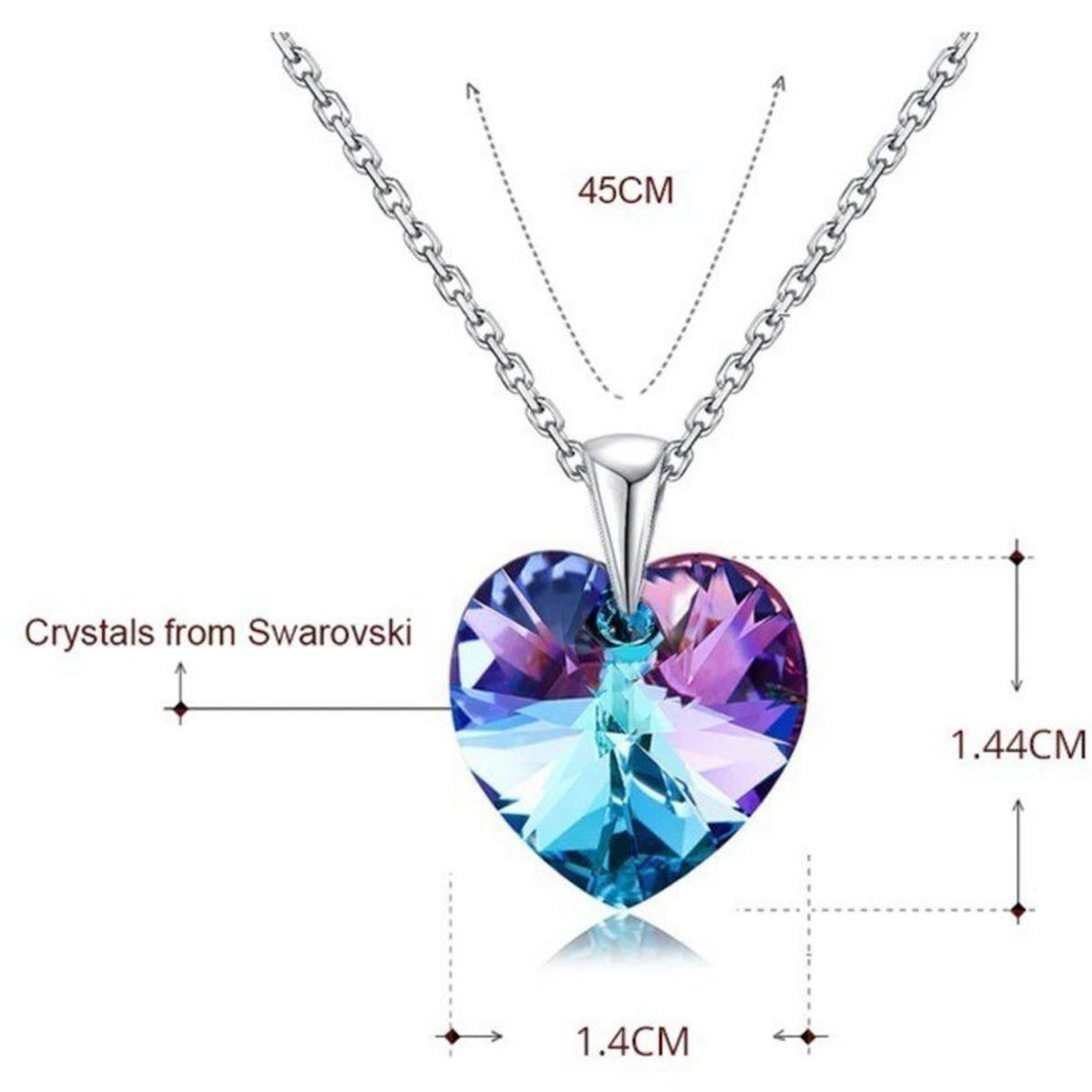 SIFRAH SHOP - Collar de Acero para Mujer con Cristal Swarovski Corazón Lila