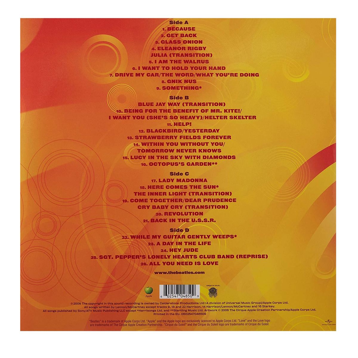 GENERICO - Disco de Vinilo Love de The Beatles