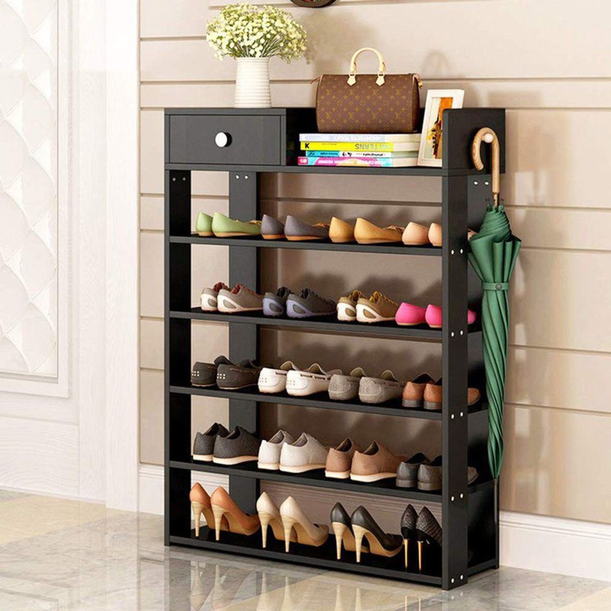 VILLA HOGAR - Zapatera multifunción Cami negro - Villa Hogar