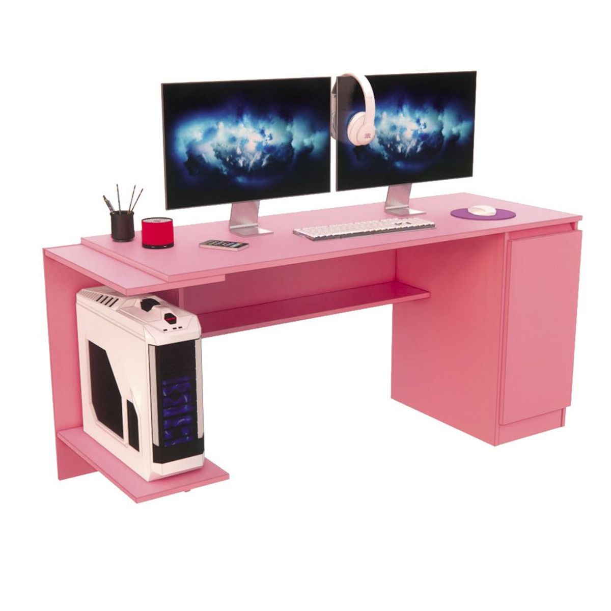MOVENDA - Escritorio Gamer NR 02 167cm 1 Puerta Movenda Rosado