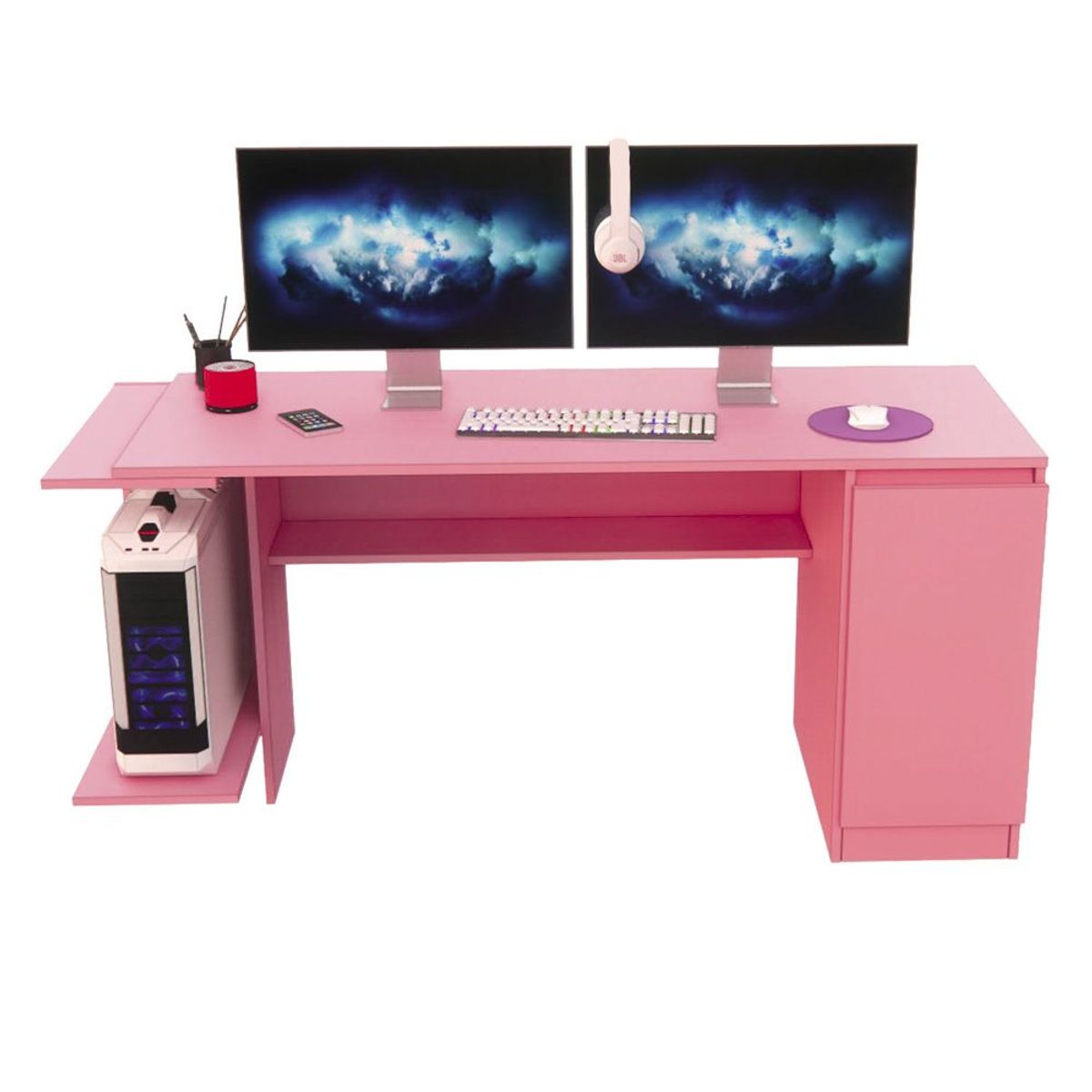 MOVENDA - Escritorio Gamer NR 02 167cm 1 Puerta Movenda Rosado