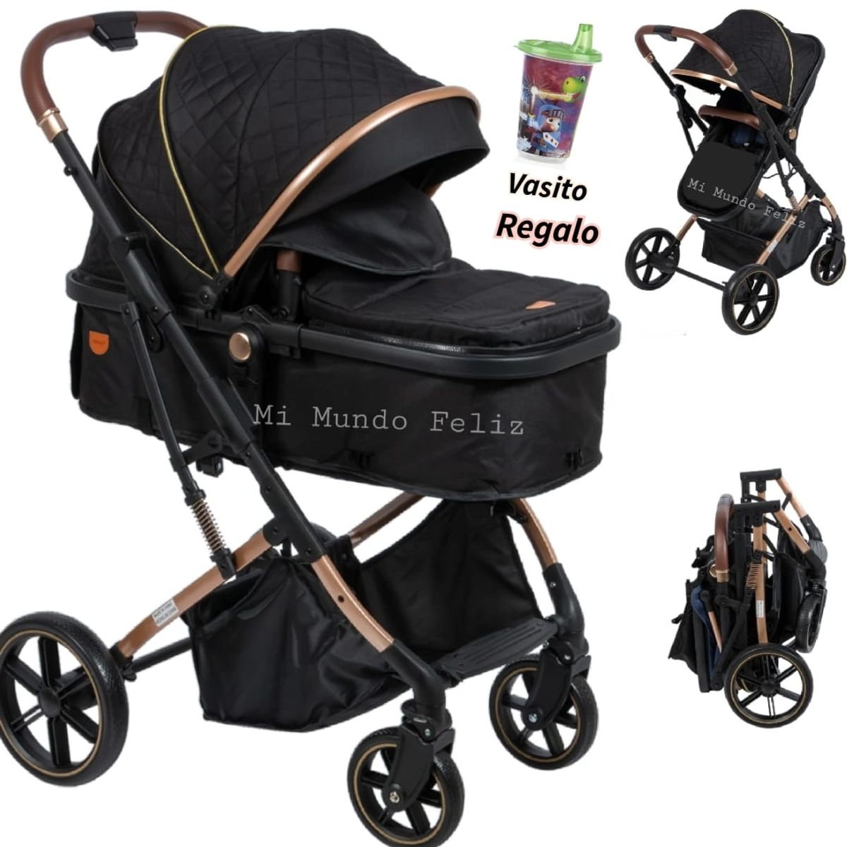 EBABY - Coche para Bebe  Mois de Aluminio Negro Deluxe
