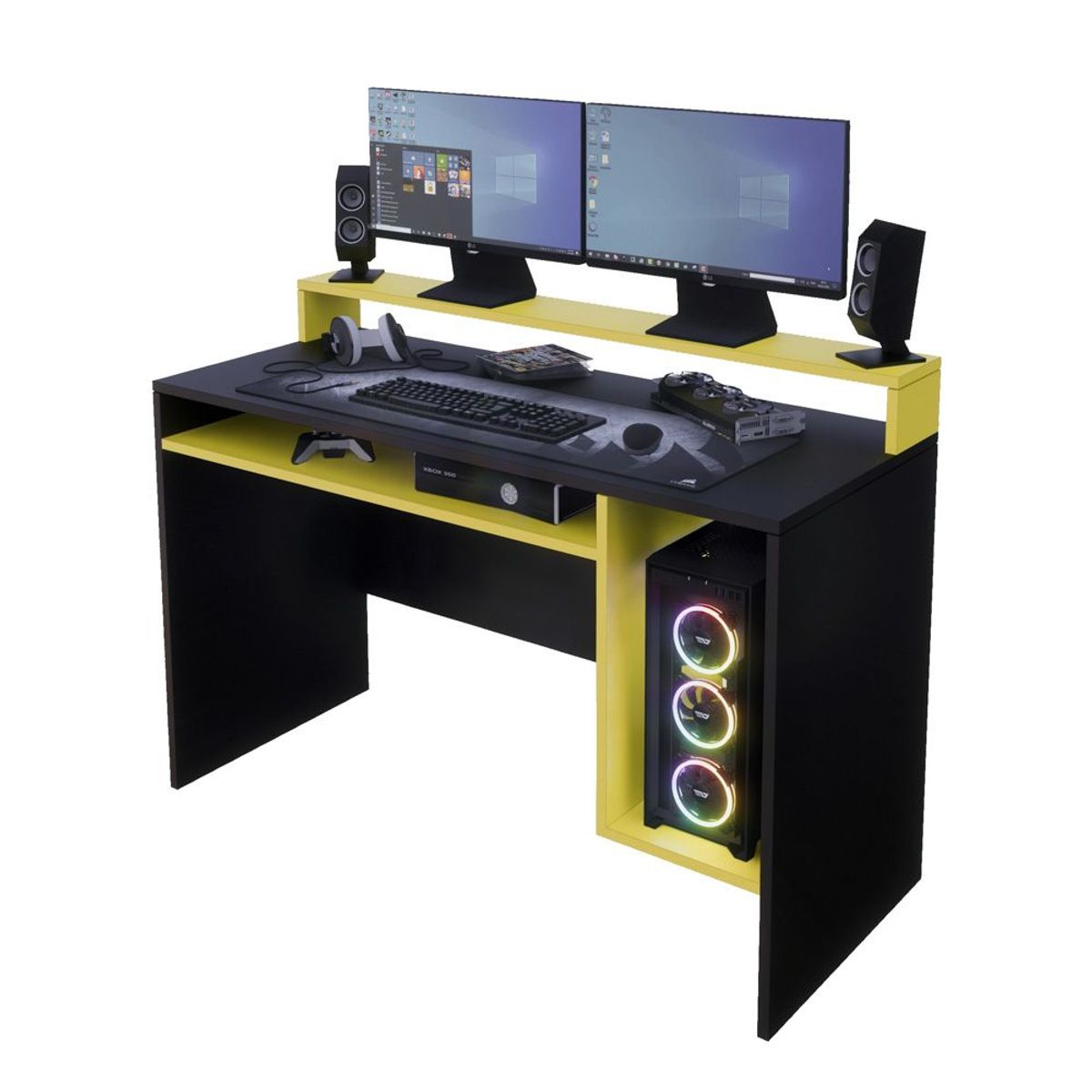 MOVENDA - Escritorio Gamer NR 07 120cm Movenda Negro con Amarillo