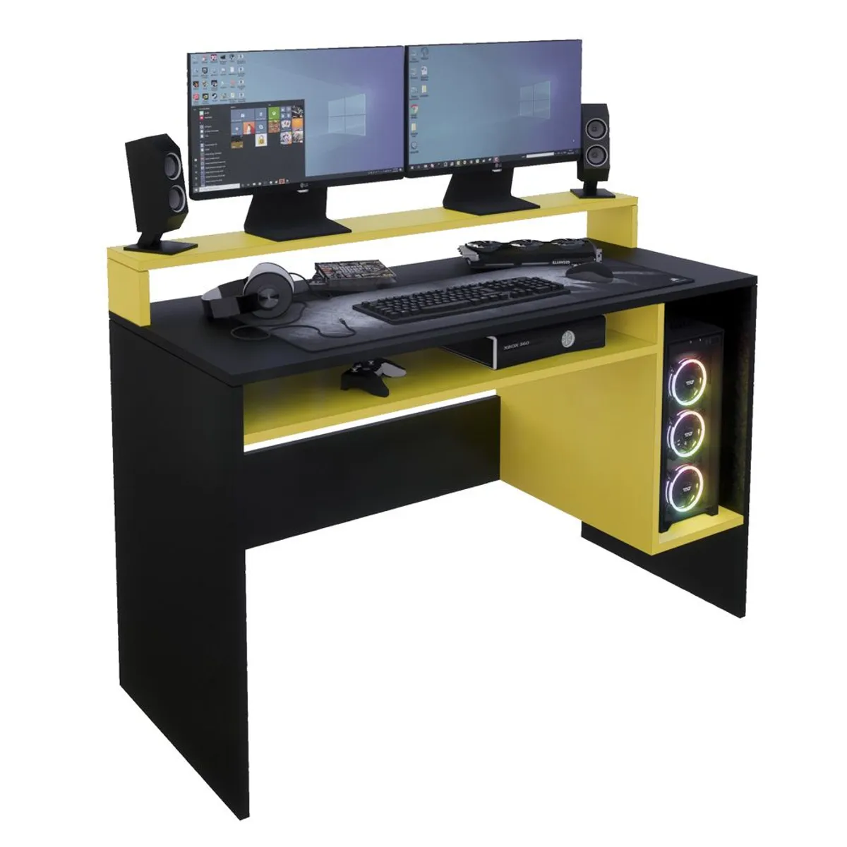 MOVENDA - Escritorio Gamer NR 07 120cm Movenda Negro con Amarillo