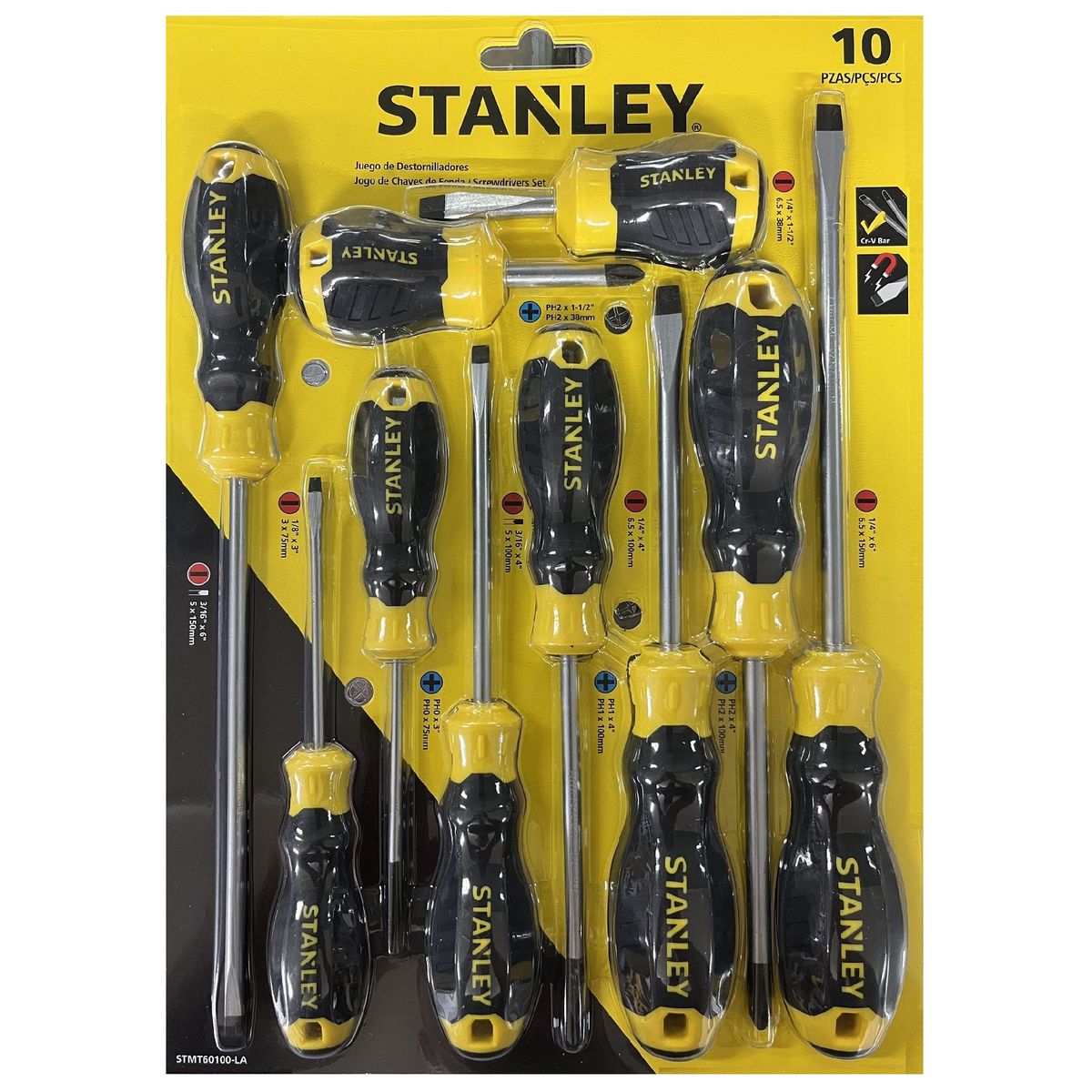 STANLEY - PROMO JUEGO DESARMADOR 10 PIEZAS CUSHION GRIP 60-100 STANLEY