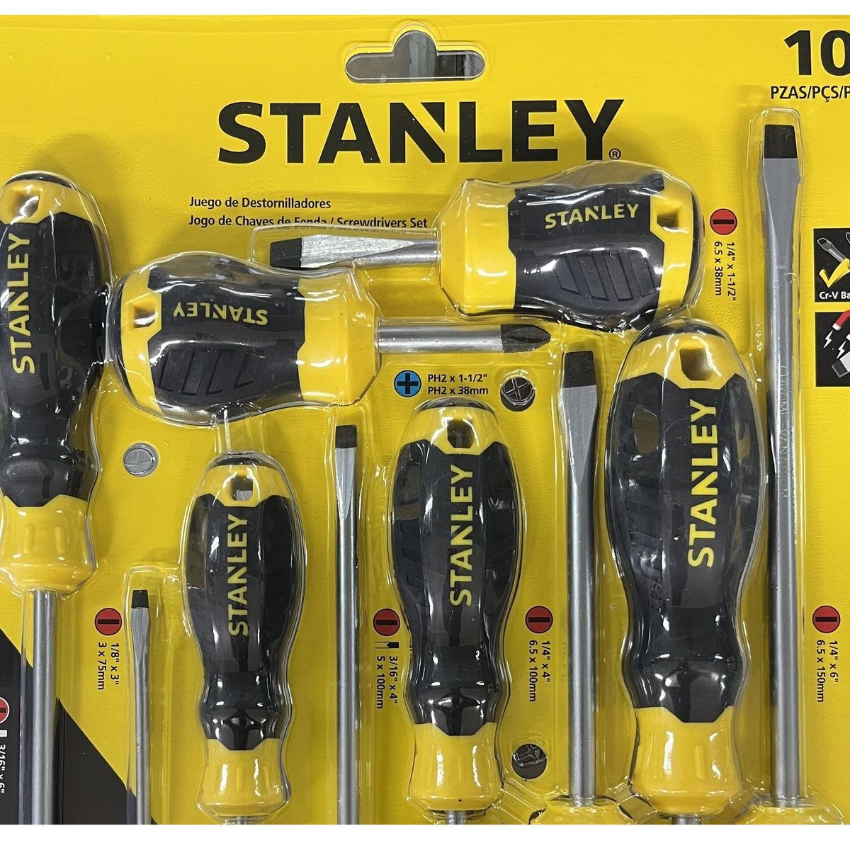 STANLEY - PROMO JUEGO DESARMADOR 10 PIEZAS CUSHION GRIP 60-100 STANLEY