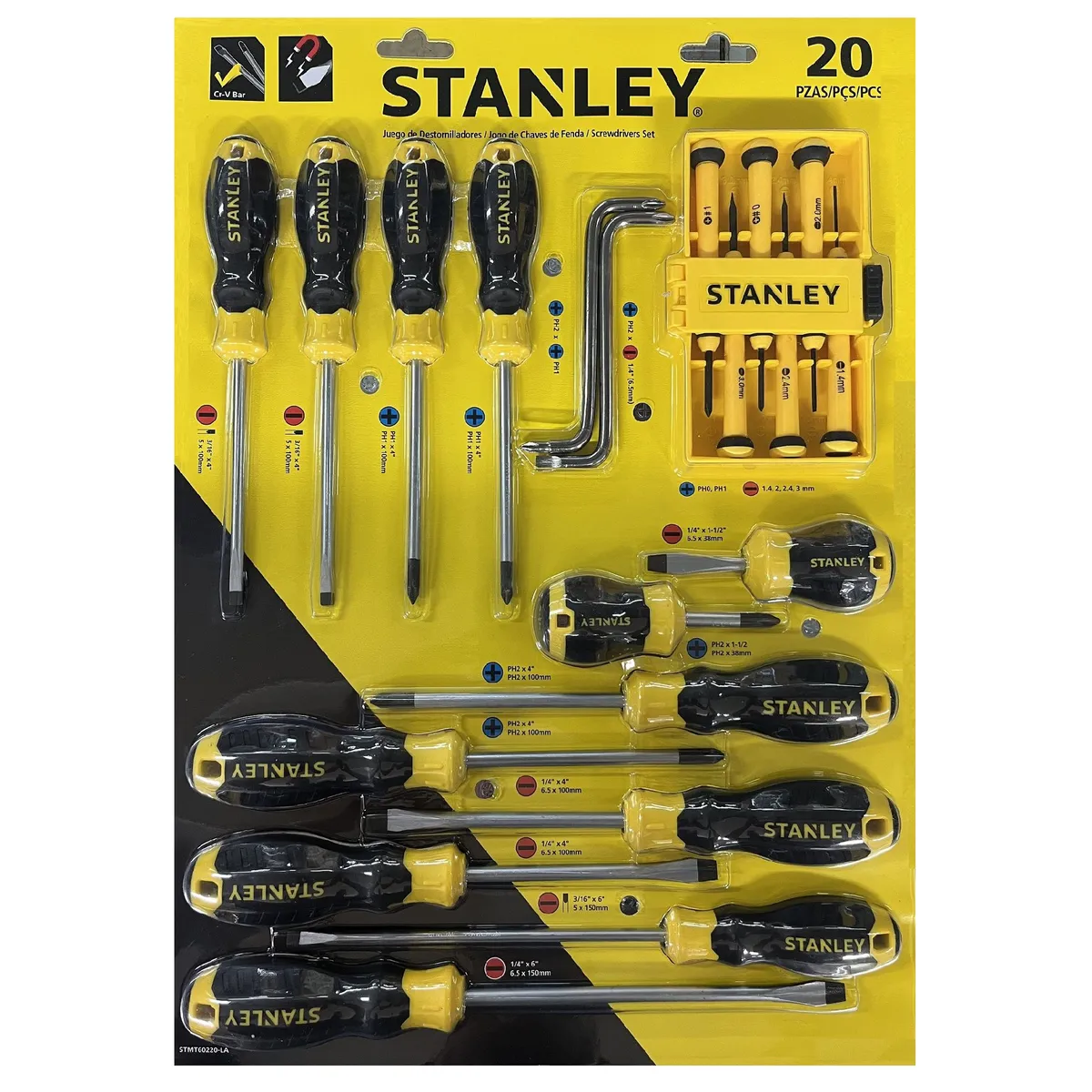 STANLEY - PROMO JUEGO DESARMADOR 20 PIEZAS CUSHION GRIP 60-220 STANLEY