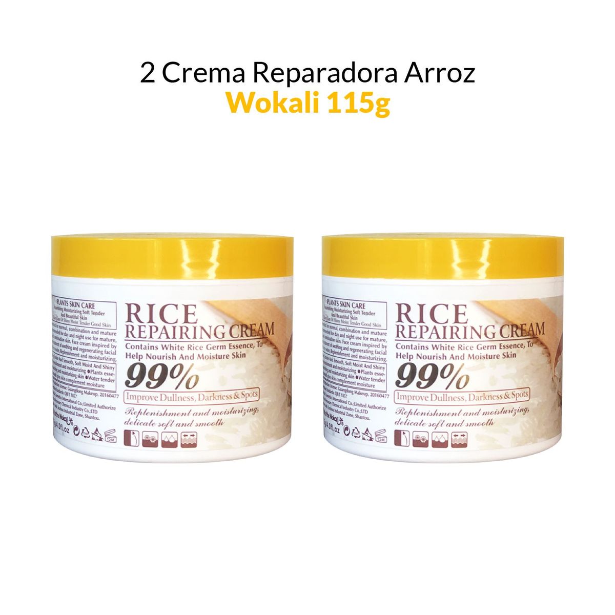 GENERICO - 2 Crema Reparadora Arroz Wokali 115g