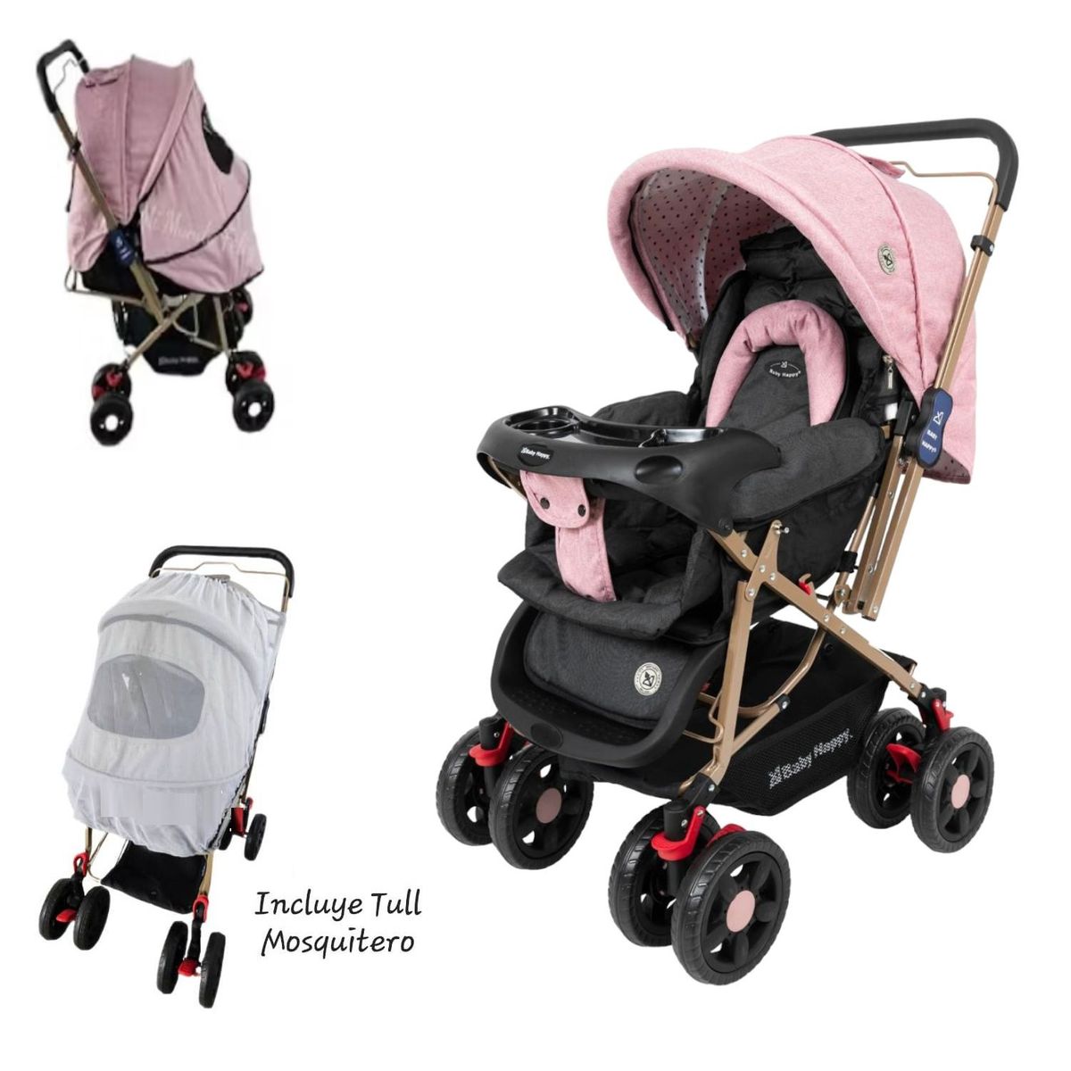 BABY HAPPY - Coche Cuna Mango Reversible Incluye Tull -Yodie