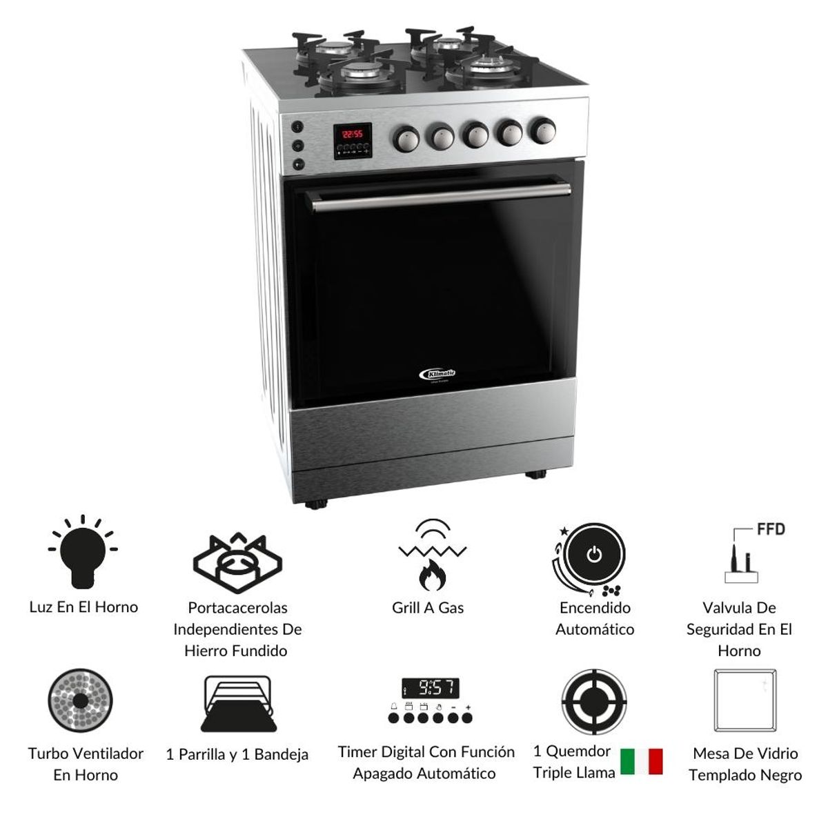 KLIMATIC - COCINA DE PIE A GAS 4 HORNILLAS VITA PRO MARCA KLIMATIC