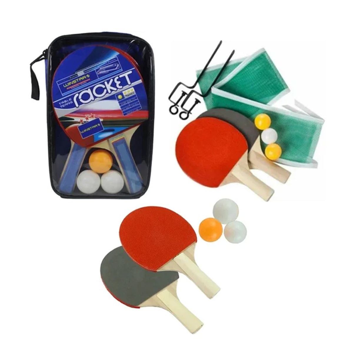 HOLGU - Set de 2 raquetas Paletas + Pelotas Ping Pong + Estuche