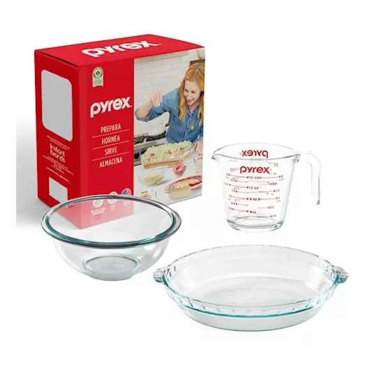 PYREX - Juego de 3 Piezas Repostería - Pie Ondeado Pyrex