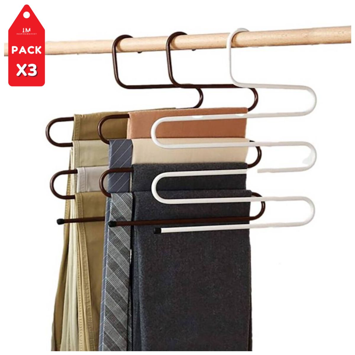 INSPIRA MARKET - Perchero colgador de pantalones Pack x3