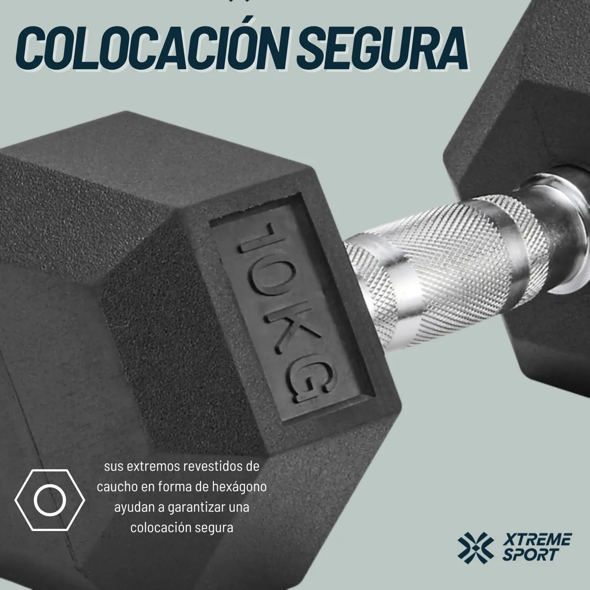 XTREME SPORT - Mancuernas Hexagonales 10 kg  Pesas de Goma x 2