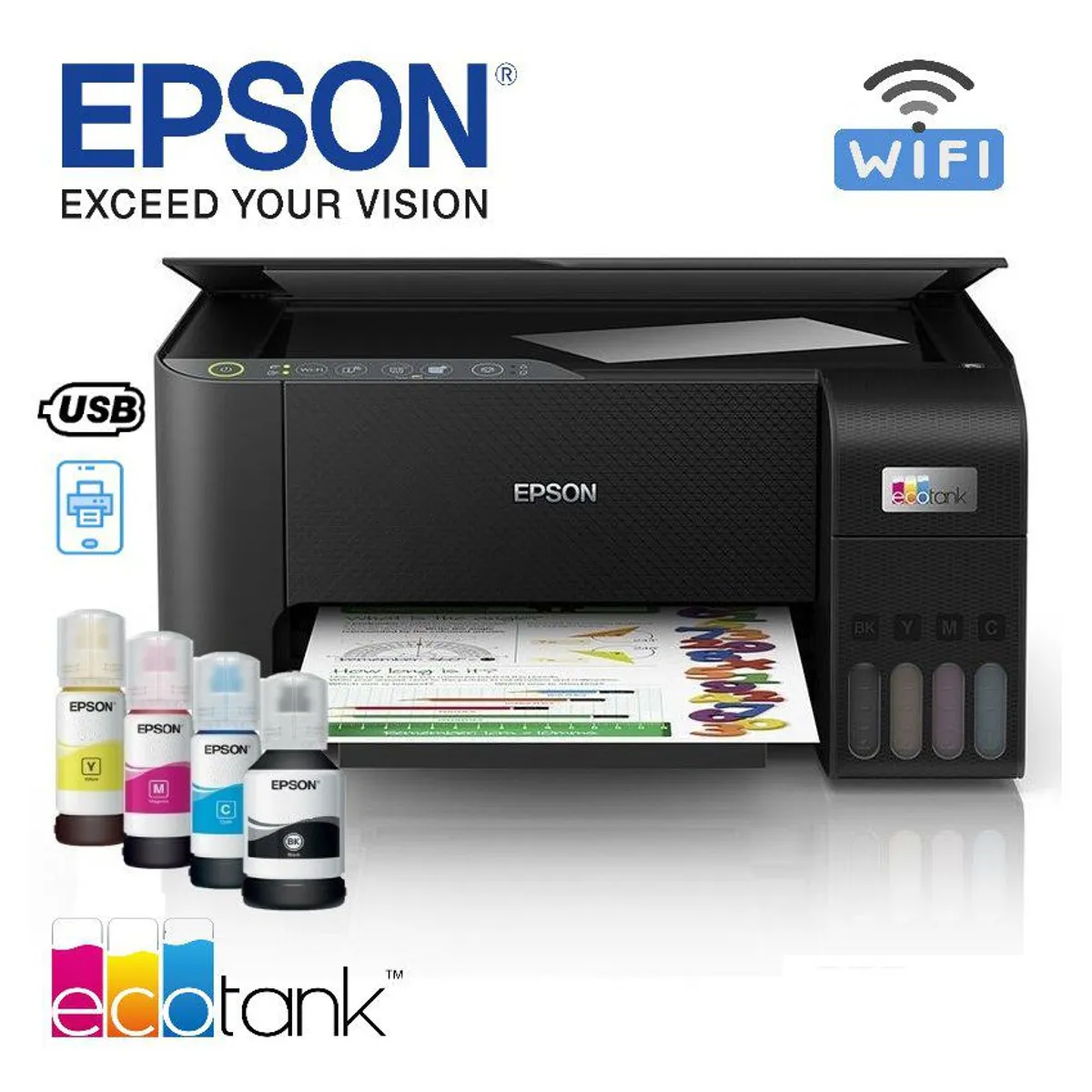 EPSON - Impresora Epson Ecotank L3250 Multifuncional Wifi  USB