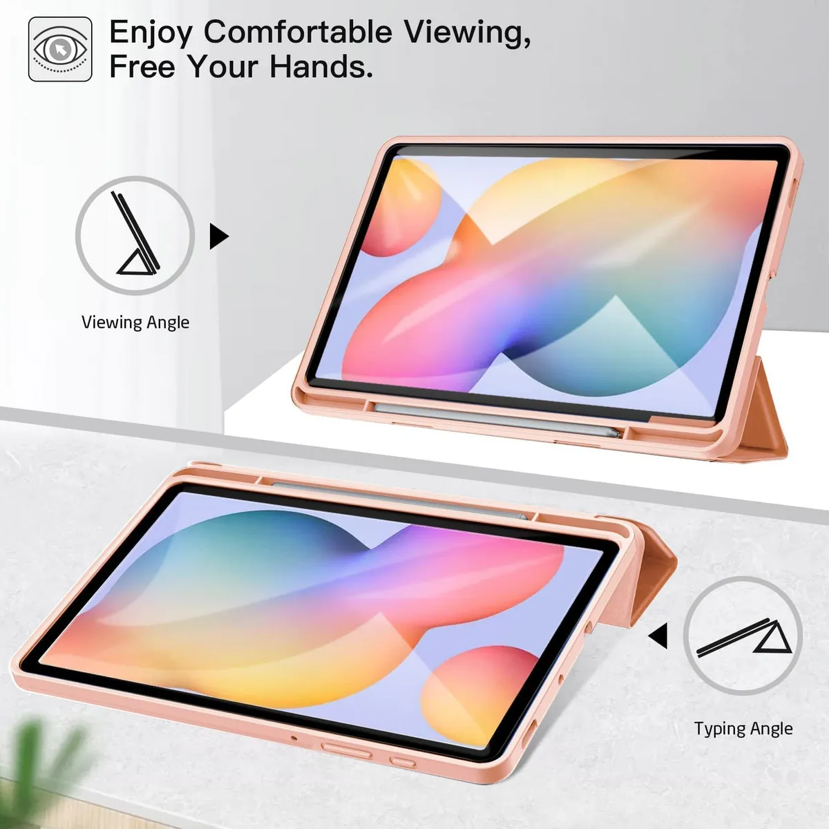 GENERICO - Funda Flip para Galaxy Tab S6 Lite 10.4 P613 P610 Con Portalápiz -ROSA