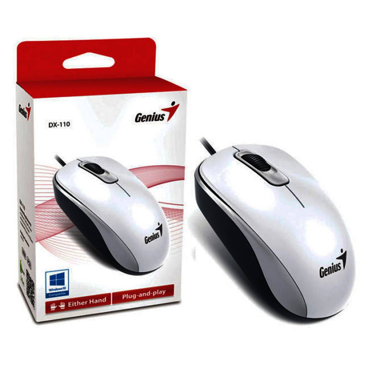 GENIUS - Mouse Genius Dx 110 Blanco Cableado Usb Optico Pc Laptop