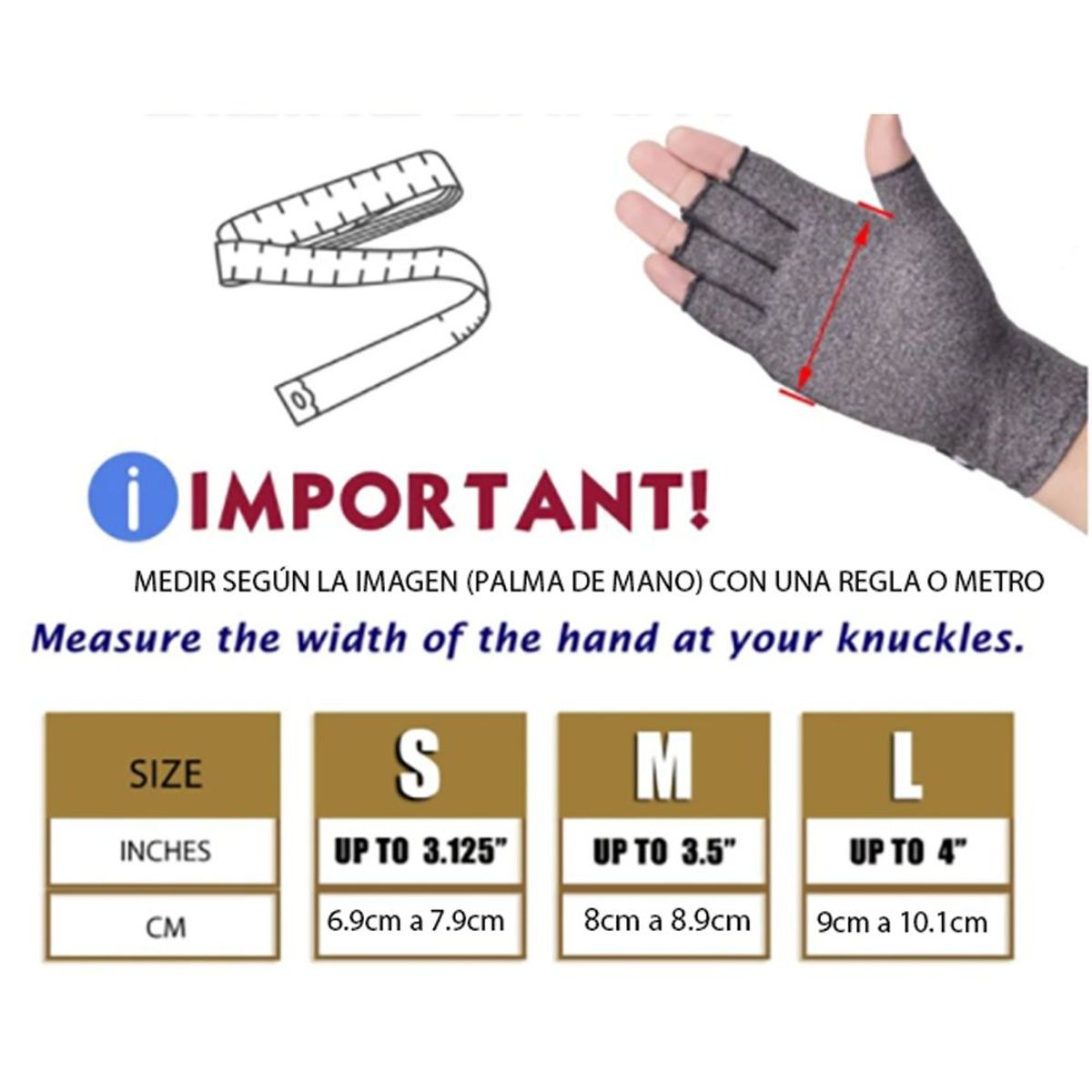 GENERICO - Guantes Compresión Artritis Artrosis Alivia Dolores Talla L