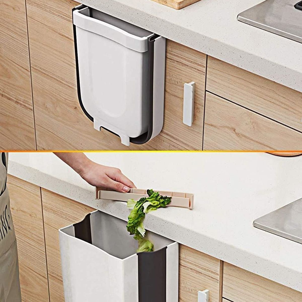 GENERICO - Tacho de basura plegable papelera organizador de cocina Blanco