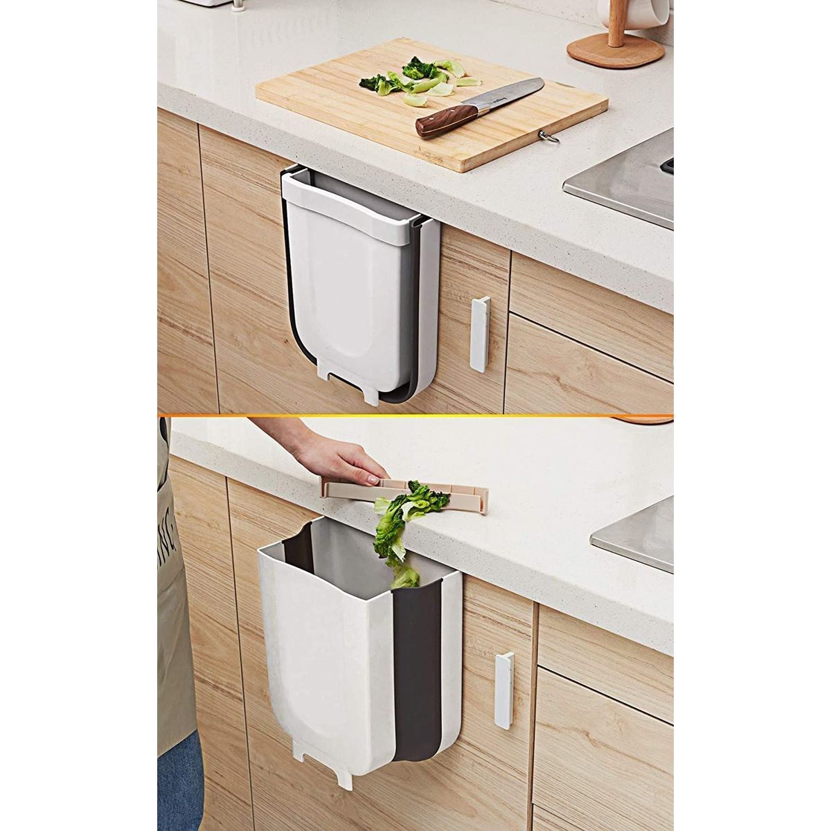 GENERICO - Tacho de basura plegable papelera organizador de cocina Rosa