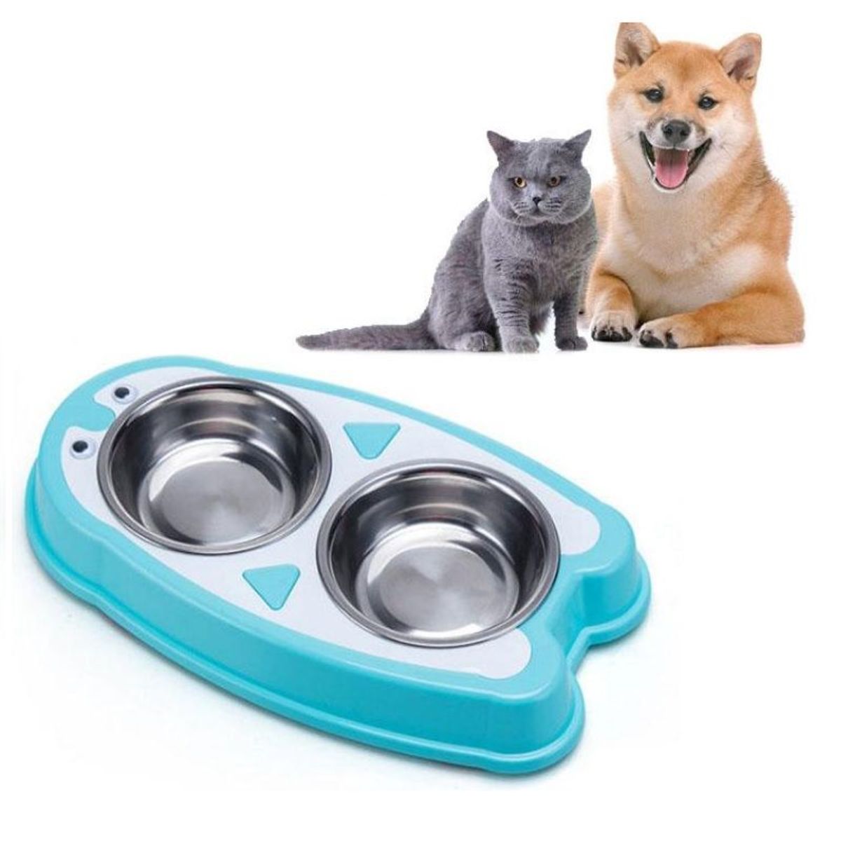 GENERICO - Plato para mascota Perro Gato Alimento acero color Azar