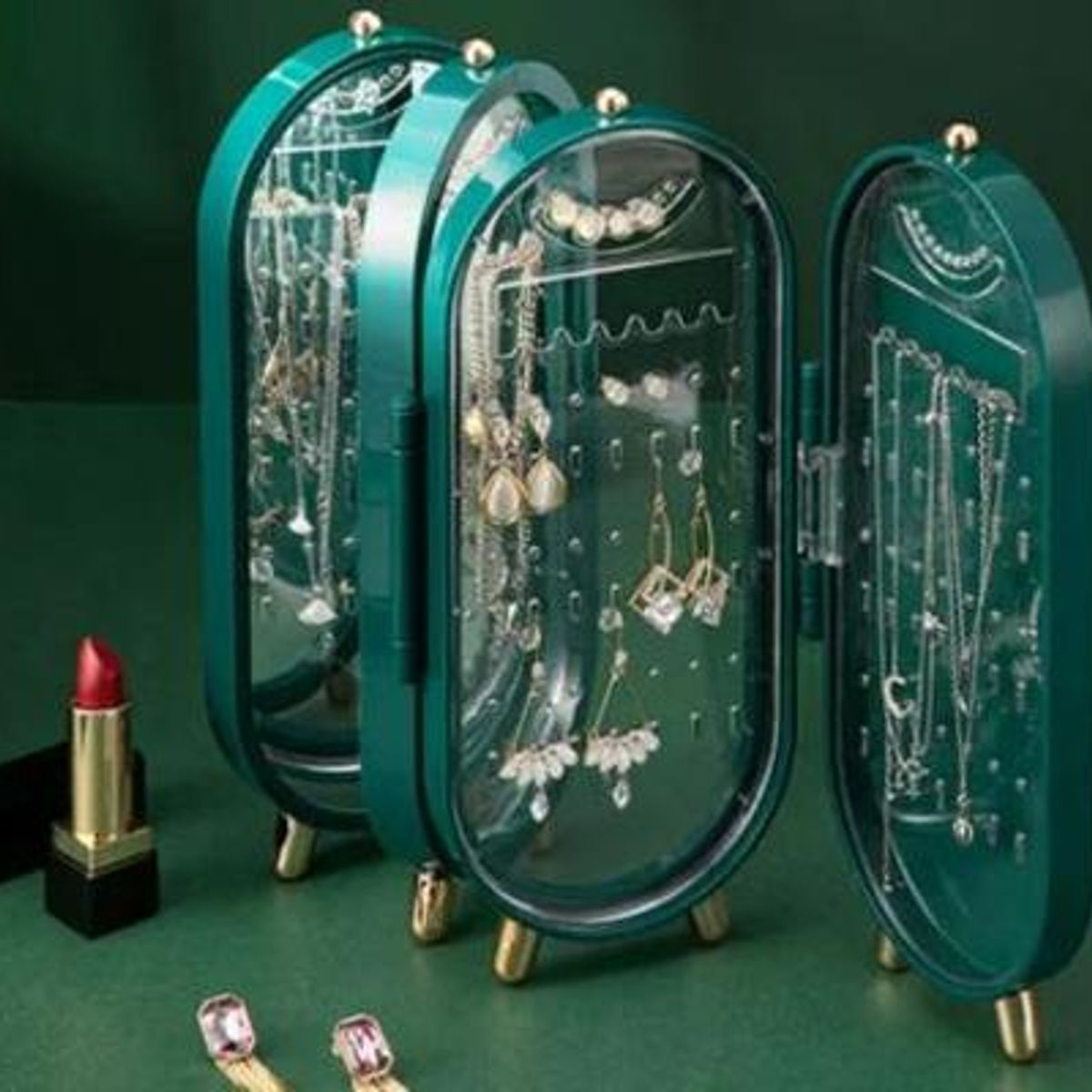 GENERICO - Joyero Plegable Organizador de Joyas Collar Aretes Anillos