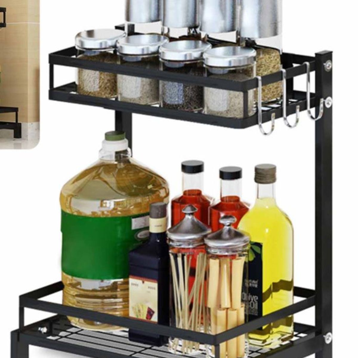 GENERICO - Organizador de cocina Condimentero 2 niveles acero inoxidable estante