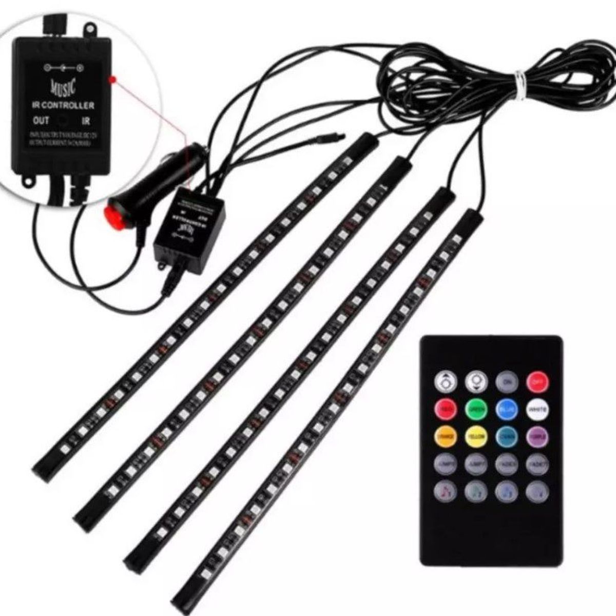 GENERICO - Luz LED Interior para Carro Auto con Sensor Musical Luces deco
