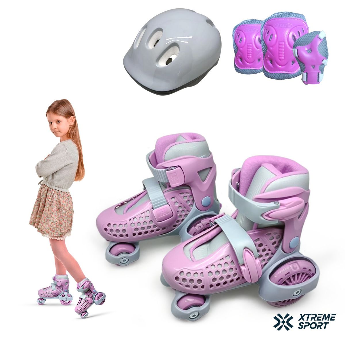 XTREME SPORT - Patines Niña Kids Graduable  Kit de protección 26al 29