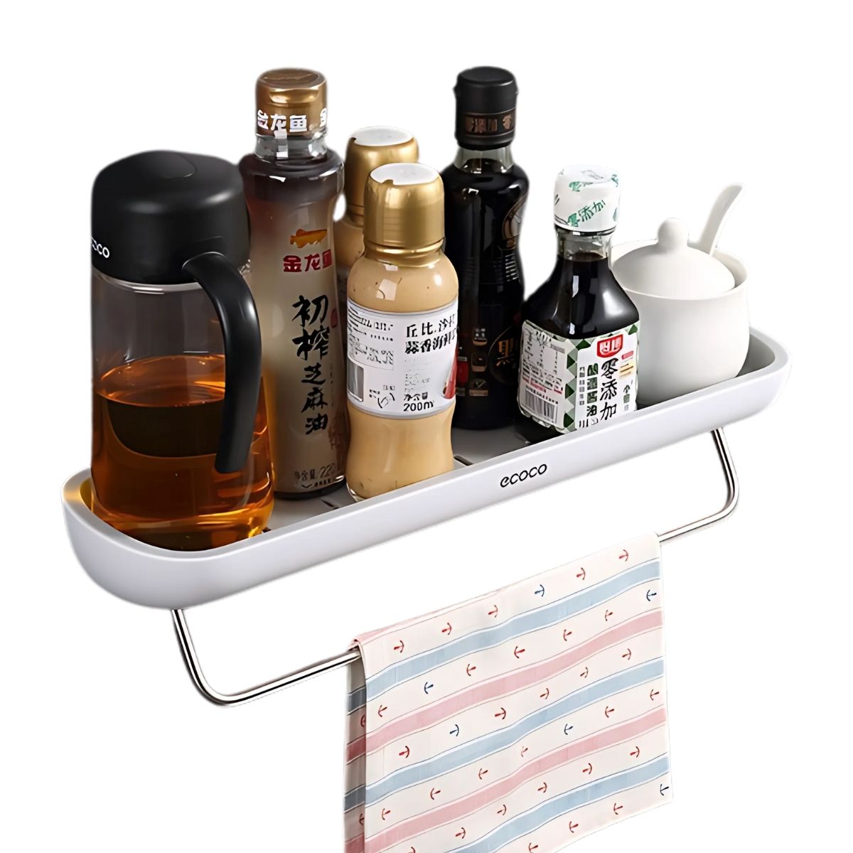 ELMEJORPRECIO - Organizador de Baño Cocina Modelo Repisa Flotante Ecoco Gris