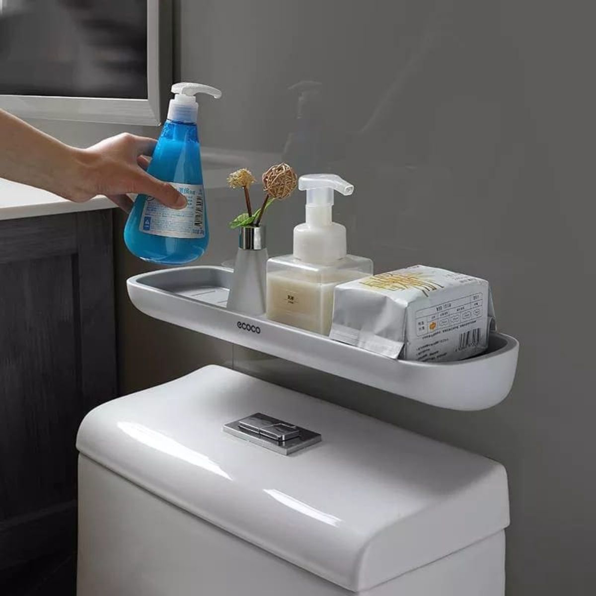ELMEJORPRECIO - Organizador de Baño Cocina Modelo Repisa Flotante Ecoco Gris