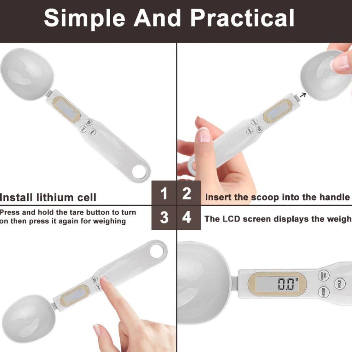 GENERICO - Cuchara Medidora - Resposteria Bascula Medidora Digital Postre