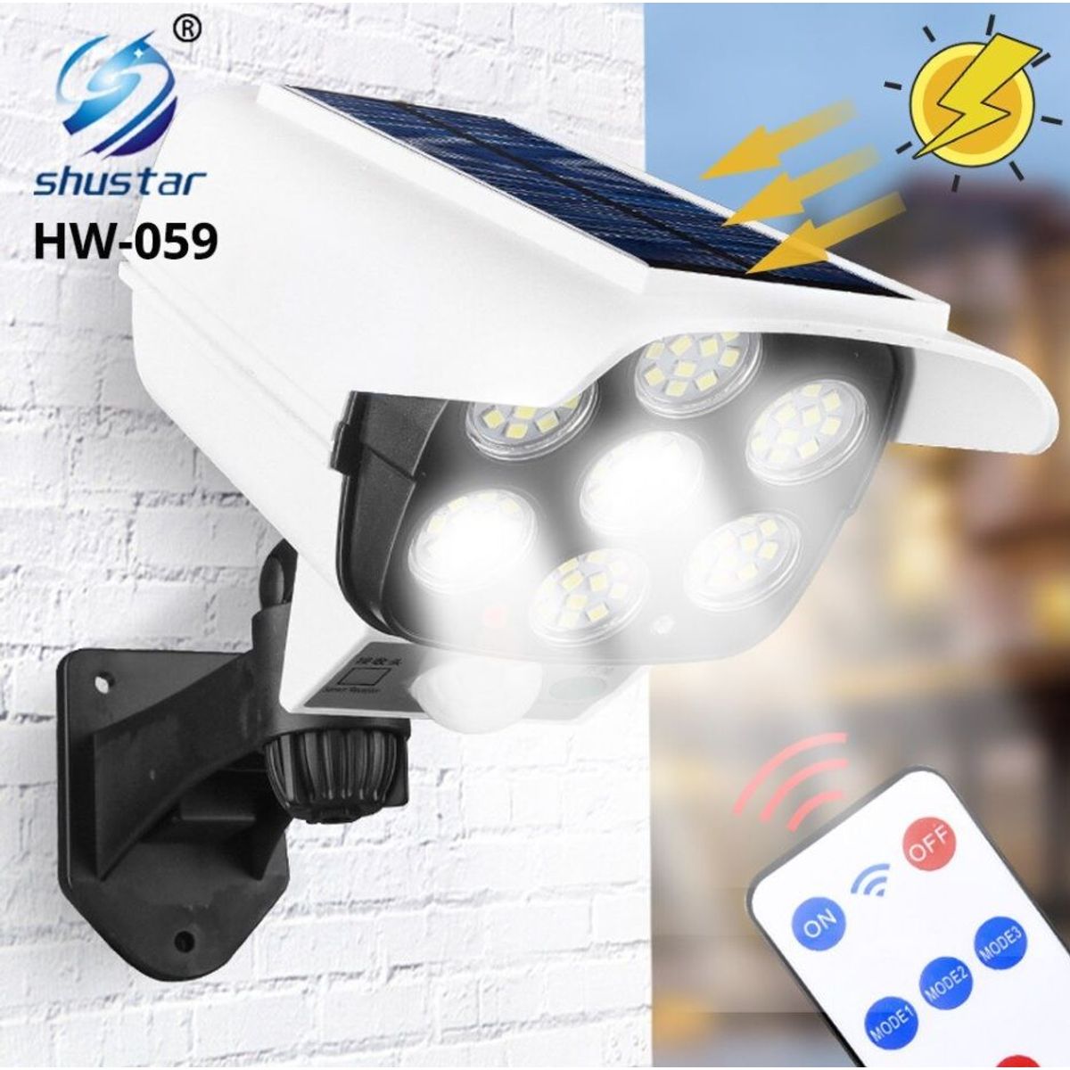 GENERICO - Reflector LED Solar Luz LED foco lampara sensor de movimiento 77 LED-