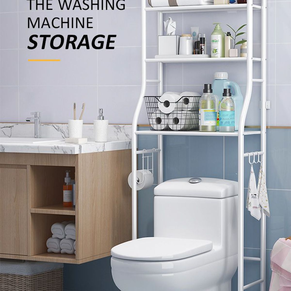 GENERICO - Estante organizador de baño 3 niveles sobre el inodoro