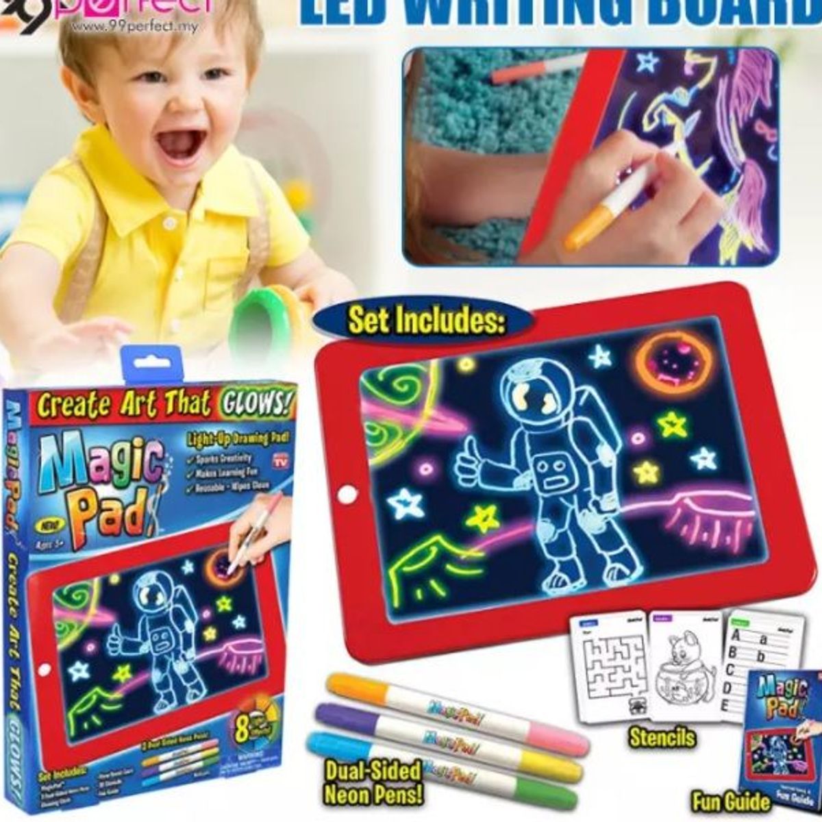 GENERICO - Magic pad pizarra magica ocho colores pizarra para dibujar