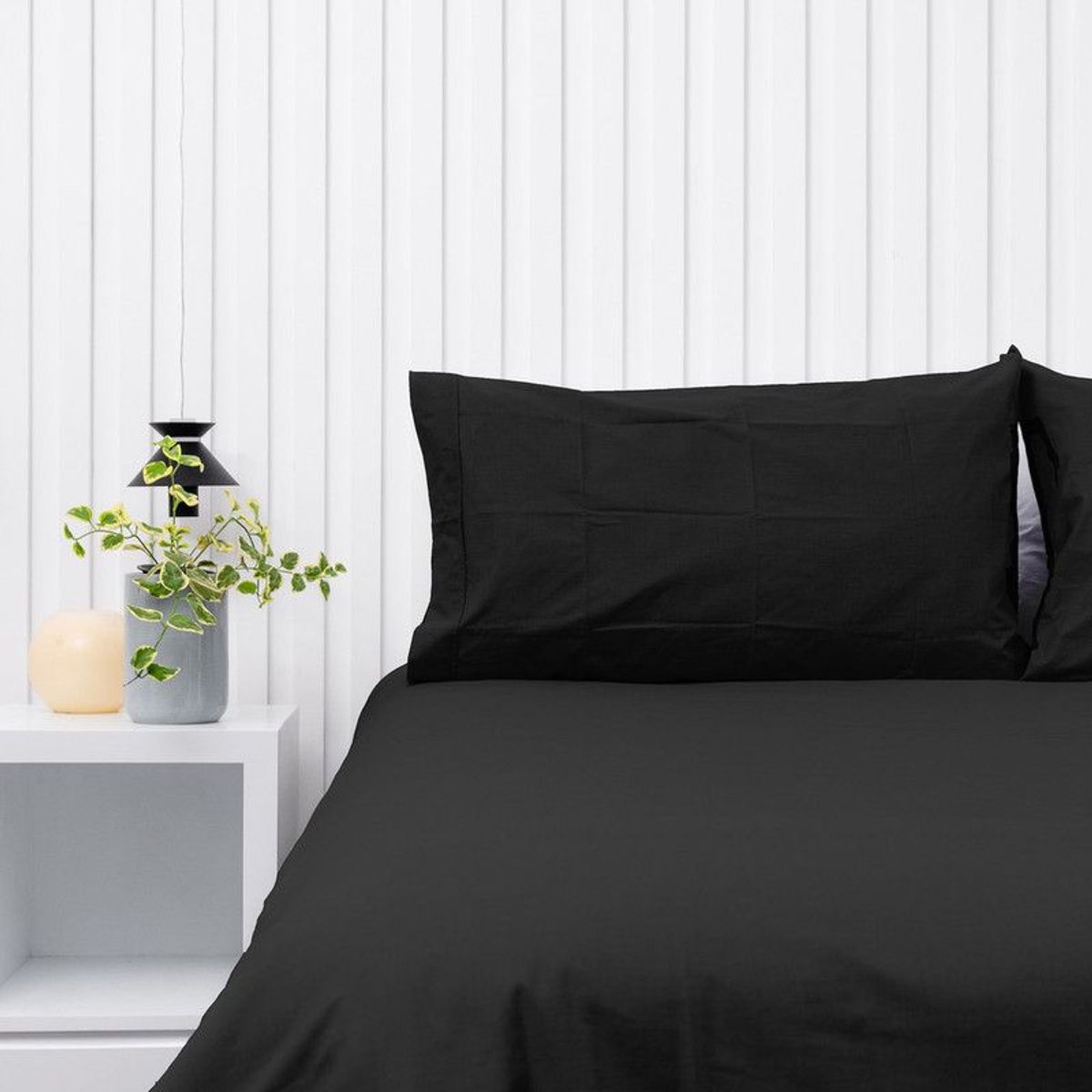 COBITEX HOME - Fundas De Almohada Lisas Negro King 100 Algodón