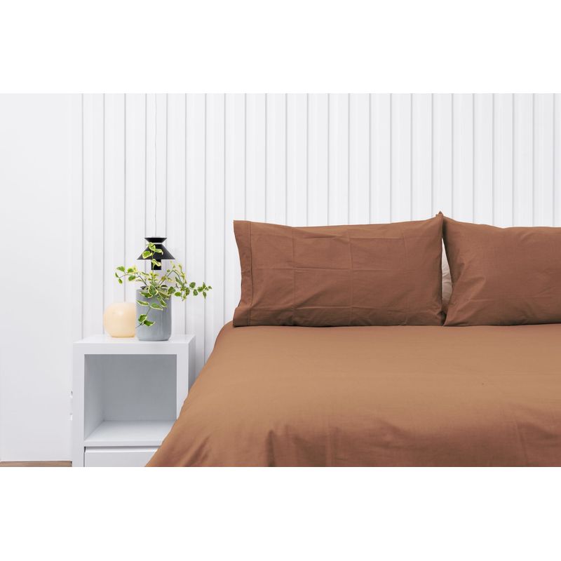 COBITEX HOME - Fundas De Almohada Lisas Chocolate Queen 100 Algodón
